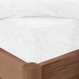 Brentfords White King Size Fitted Sheets, Teddy Fleece Bedsheet Ultra Soft Thermal Fleece Fade Resistant Kingsize Fitted Covers Winter Bedding Sheets