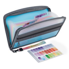 NAFY Small Accordion File Organizer, A5 Check Size 13 Pockets Coupon Receipt Holder Organizer with Zipper, 11X7 Inches Accordion Expanding Folder Wallet for Coupon, Receipt, Bills, Cash(Blue)