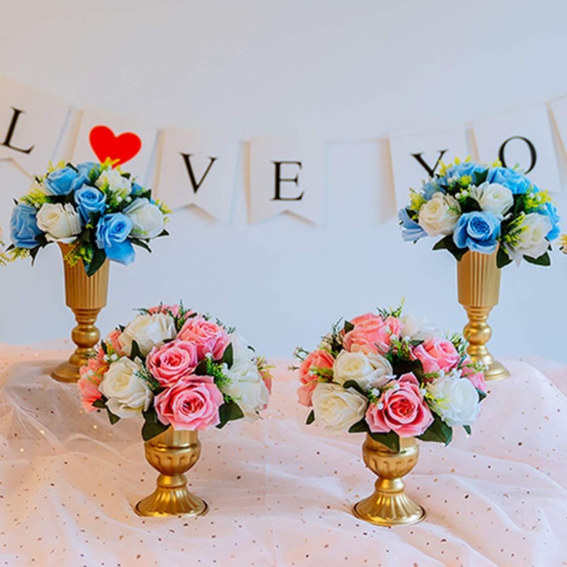 Nuptio Pcs of 2 Flowered Metal Trumpet Vase Elegant Wedding