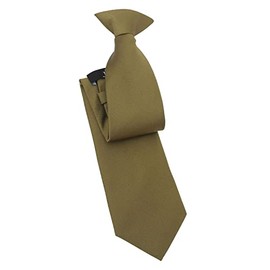 DQT Men's Plain Twill Wedding Formal Clip On Tie - Olive Green