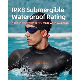 POLVCDG Bone Conduction Headphones,IP68 Waterproof Swimming Headphones,32GB Memory Open Ear Headphones with Mic,Wireless Bluetooth Earbuds Underwater Sport Earphones for Workout Running Cycling Gift