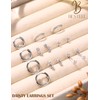 Silver Stud Hoop Earrings for Women - 7 Pairs Hypoallergenic