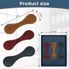 Juego de 3 marcadores magnéticos de piel para hombres y mujeres, amantes de los libros, hechos a mano, de piel natural, perfectos para regalos de cump
