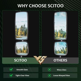 SCITOO Truck Hood Mirror Tow Mirror Chrome Door Mounted Mirror fit for 2003-2017 For Ferightliner M2 100 106 112 114SD with PC LH Tuck Car Mirror Heated