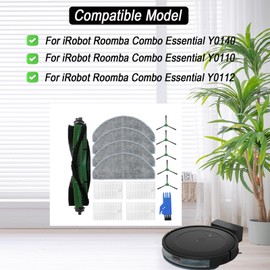 Accessories Kit for iRobot Roomba Combo Essential Y0140/ Y0110/ Y0112/ Q0120 Robot Vacuum Cleaner, Essential Y0140 Relacement,1 Main Brush, 4 HEPA Filters, 4 Mop Pads,5 Side Brushes