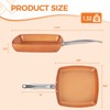 Toutrop Non-Stick Copper Square Frying Pan, 9.5" Chef Skillet with