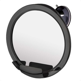 MIRRORVANA Dual Antifog Shower Mirror for Shaving - Shatterproof Mirror with Razor Holder, Upgraded Suction, 360° Swivel (8" Round, Black)