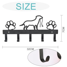Wisebom Dog Accessories, Dog Coat Rack Key Holder Metal Dog Coat Rack with 5 Hooks for Dog Owners Wall Decoration
