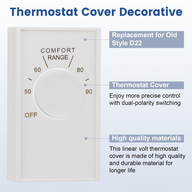 QCG White Double Pole Line Volt Thermostat Cover with Knob,