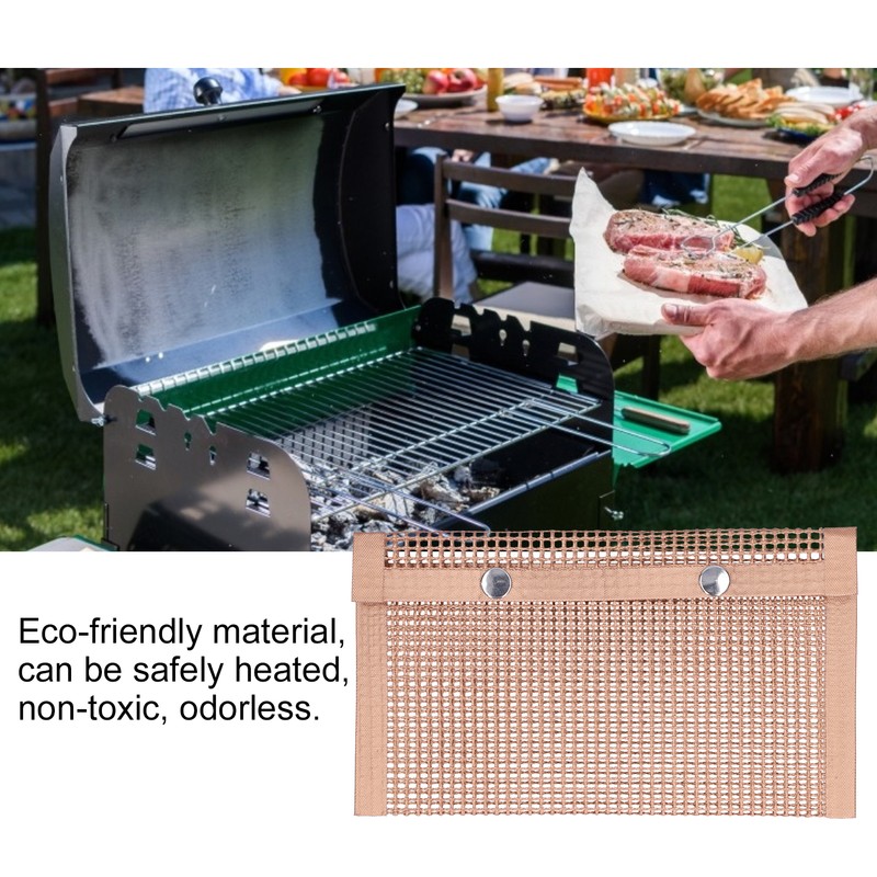 2PCS BBQ Grill Mesh Bag High Temperature Resistant Barbecue Bag