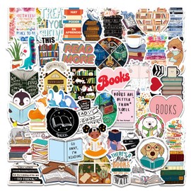 100Pcs Reading Stickers, Waterproof Book Bookish Stickers for Kids Teens Students Teachers Reading Lovers, Motivational Book Quote Stickers for Journaling Scrapbook Laptop Water Bottle