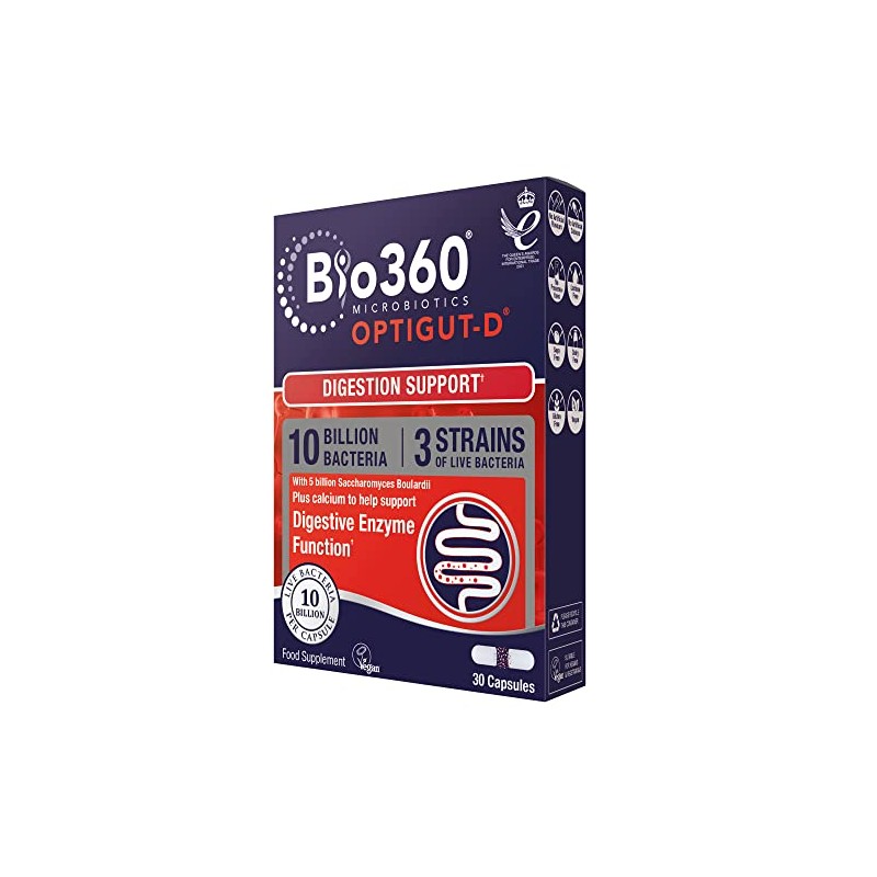 Bio360 OptiGUT-D (10 Billion Bacteria)|from Natures Aid|Digestion Support*|30 Capsules