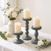 Mumufy 3 Set Wooden Candle Holders for Pillar Candles, Sage