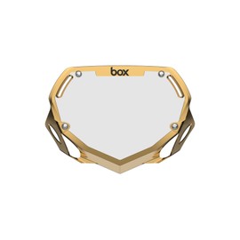 Box Two Chrome 3D Impact Resistant BMX Bike Number Plate w/Adjustable Straps for Adults, Mini, Strider, Plate Bikes, Bicycle Parts 100% Quality Guaranteed, Large | Gold