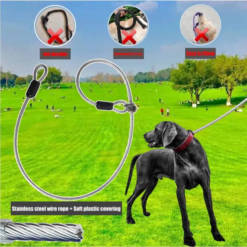16Ft Chew Proof Retractable Dog Leash Anti-Chewing Wire Ropes Hands-Free