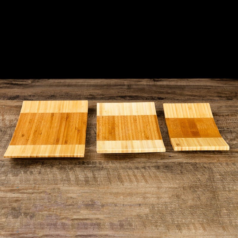 Asian Home Sashimi Sushi Bamboo Curve Serving Geta Plate -