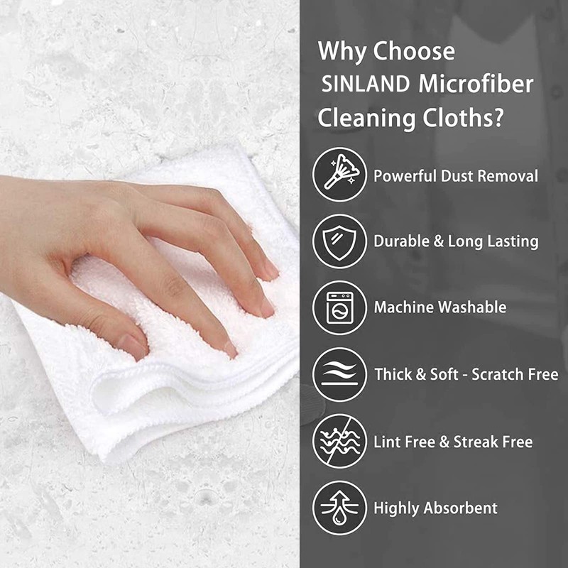 SINLAND Microfiber Cleaning Cloth Dish Cloth Kitchen No Streak Absorbent