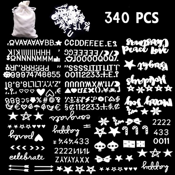 340 Characters White Letter Set for Changeable Felt Letter Boards,