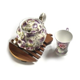 Set of 2 | Mountain Woods Handmade Adorable Eggplant Teak Wood Trivet for Hot Dishes, Pot Pan or Tea Pot Holder, for Any Kitchen Counter Top Décor, Approximately 8.5”X 7”