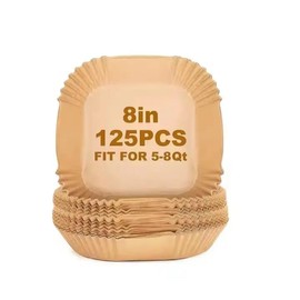 Air Fryer Paper Liners, 8-inch, 125 Count, Non-stick Disposable for Air Fryer, Microwave, Oven