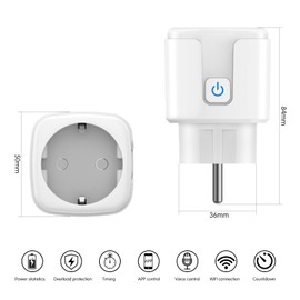 Smart WLAN Steckdose, 2 Stück Alexa Steckdose 16A 3680W, Smart Home WiFi Steckdose Kompatibel mit Alexa und Google Home, mit Strommessung | APP Fernsteuerung | Sprachsteuerung | Zeitschaltuhr (Weiß)