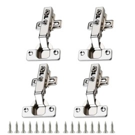 Soft Close Hinge, Cabinet Door Hinges with Gas Lift, 105° Opening Angle, Pot Hinge Diameter 35 mm, Concealed Kitchen Cabinet Hinges with Screws (4 Pieces - Corner Stop)