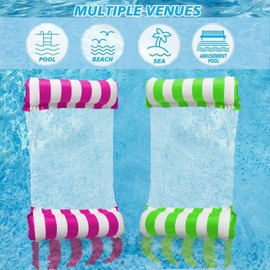 Inflatable Pool Float(2 Pack) Adult Pool Floaties, Multi-Purpose 4-in-1 Swimming Water Floating Rafts (Saddle, Lounge Chair, Hammock, Drifter) for Pool, Lake, Beach, River (B-Rosered+Green)