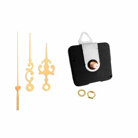 Dhorcas (#10) Quartz Clock Movement Kit for Replacement, 1/4", 1/2", 3/4", and 1" Threaded Motor and Gold 2.5" Hands (1/4" thread motor with hanger)