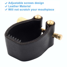 Piutouyar Black Tenor Sax Saxophone Ligature Fastener, Leather Ligature Fastener for Saxophone Mouthpiece