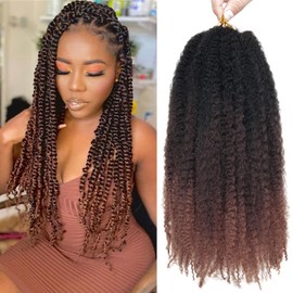 TUVOJALE Marley Twist Braiding Hair 14 inch Afro Kinky Curly Crochet Braids 8 Packs Cuban Twist Crochet Braids Synthetic Low Maintenance Skin-Friendly Marley Hair Extensions(1/4/30, Packs of 8)