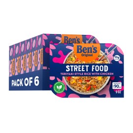 BEN'S ORIGINAL Street Food Teriyaki Style Rice with Chicken, Prepared Entrée, Microwavable Heat-&-Eat Bowl in 90 Seconds, 9 oz​ (Pack of 6)
