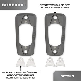 BASEMAN® Key Organiser – Replacement Part Set (Aluminium Shells + Clasps), Replacement – aluminium shells + clasps