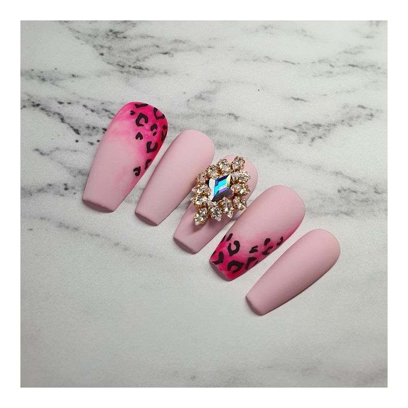 Lovely Leopard Handmade Nail Tips - Almond / 러블리 호피