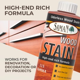 SamaN Interior Water Based Wood Stain - Natural Stain for Furniture, Moldings, Wood Paneling, Cabinets (Paprika TEW-115-12, 12 oz)