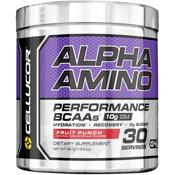 Cellucor Alpha Amino EAA & BCAA Powder | Branched Chain Essential Amino Acids + Electrolytes | Fruit Punch | 30 Servings