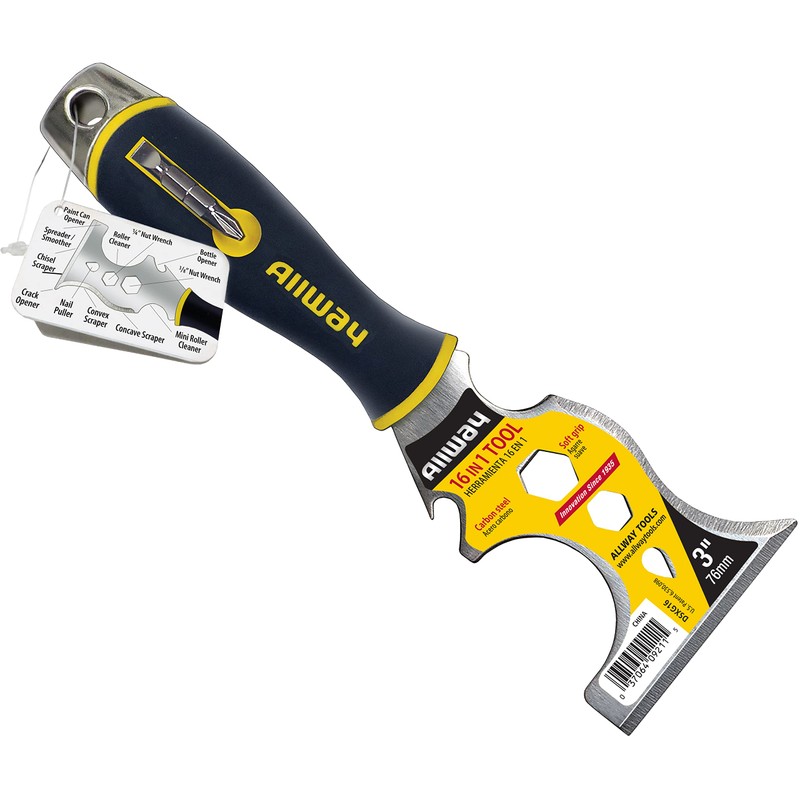 ALLWAY DSXG16 Soft Grip 16-in-1 Painter's Multi Tool with Hammer