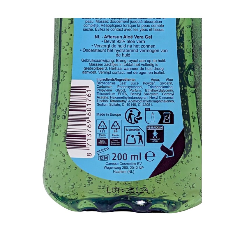 Caribbean Bronze Aftersun Gel with Aloe Vera 93% - Moisturising,