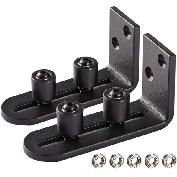 Ball Bearings Design!!!New Upgraded 2 Pcs Barn Guide for Doors!!! | Stay Roller Sliding Adjustable by SMARTSMITH | Unique Guide Flush with Floor | Durable Steel Frame (Black)