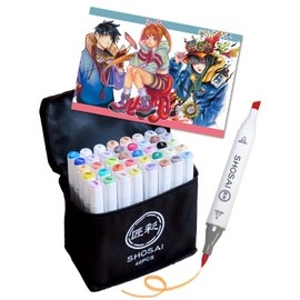 Takumisai Marker Pen, Professional Artists Supervised 36 Colors, 40 Illustration Markers, Brush Type, Alcohol Marker Set