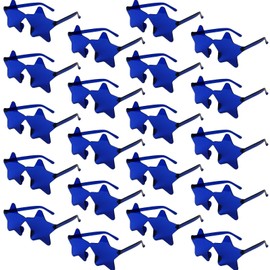 Gveuwin 20 Pairs Rimless Star Shape Sunglasses Transparent Sunglasses Pentagram Glasses for Women Kids Party Streetwear(Deep Blue