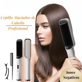 Cepillo Secador de Cabello, Cepillo Alaciador de Cabello, Cepillos De Aire Caliente Para Cabello, Cepillo Alisador de Pelo de Iones Negativos, Apagado Automático, Multifuncional Adecuado para Todo el Cabello (Un tamaño, Blanco)