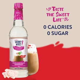 Jordan's Skinny Syrups Sugar Free Holiday Coffee Syrup, White Chocolate Peppermint Flavor Drink Mix, Zero Calorie Flavoring for Chai Latte, Protein Shake, Food & More, Keto Friendly, 25.4 Fl Oz, 1 Pk