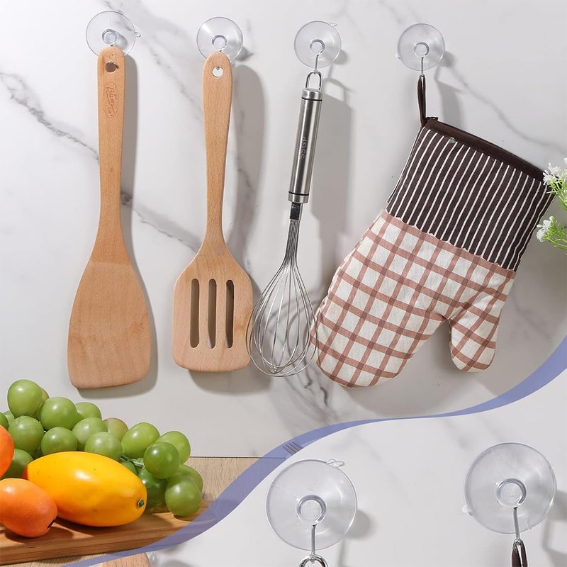 20 Wall Hooks Suction Cups, Small Plastic Suction Cups with