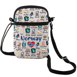 MEIKIUP Norwegian Gift Norwegian Landmarks Souvenir Tote Bag Norway Viking Shoulder Bag Northern Europe Travel Souvenir Gift (Norway CB)