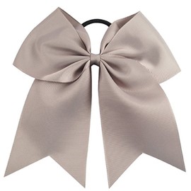 Kenz Laurenz Cheer Bows Grey Cheerleading Softball - Gifts for Girls and Women Team Bow with Ponytail Holder Complete your Cheerleader Outfit Uniform Strong Hair Ties Bands Elastics (1)