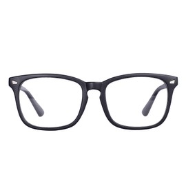 MAXJULI Fake Glasses with Cute Nerd Frame Reading/Gaming/TV/Phones Glasses for Women Men (Matt Black)