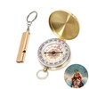 TIEGUANJIA 2Pcs Vintage Pocket Compass with Distress Whistle Waterproof Military