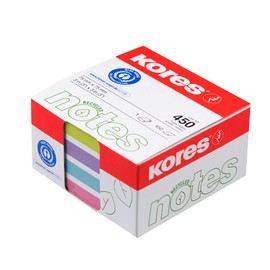 Kores - Pastel Sticky Notes - Eco Cubo, Self-Stick Notes, Memo Block, Notepad, School Supplies, Teacher Supplies, Office Supplies - 75 x 75mm, Pack of 1 x 450 Sheets