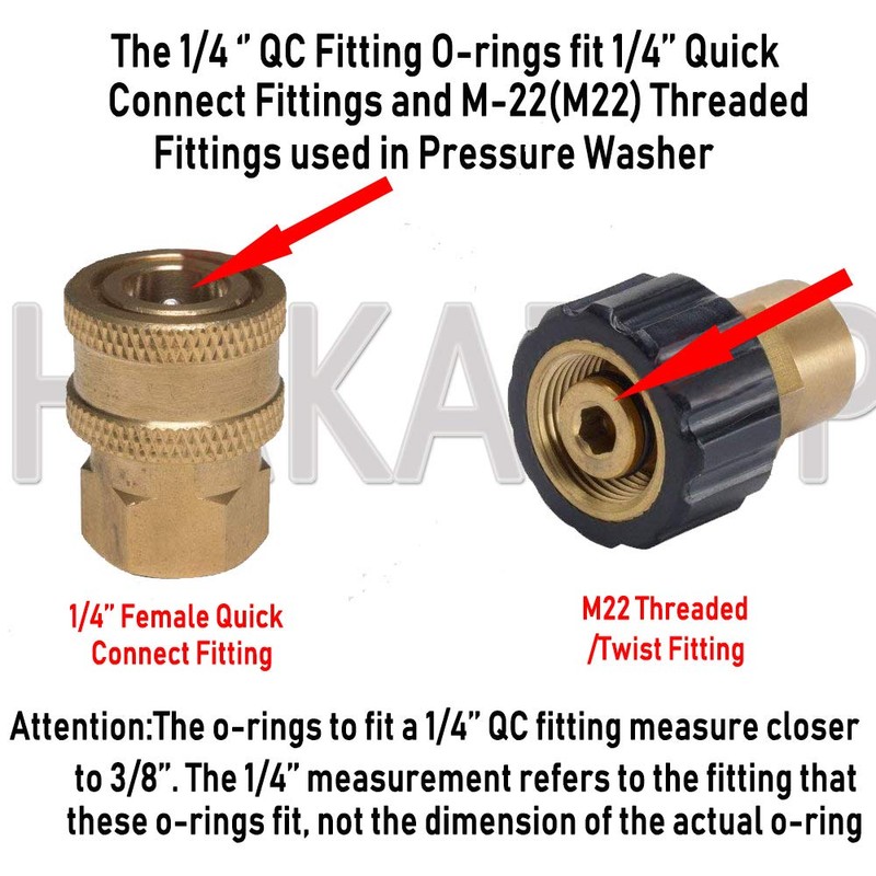 HAKATOP (100pk) New Pressure Washer O-Rings Seal Kits for 1/4"&3/8''