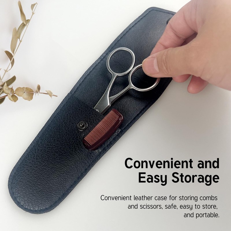 Mustache Grooming Set - Precision Mustache Scissors and Comb Kit